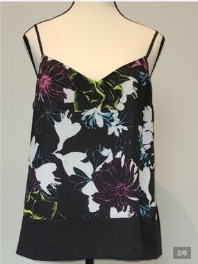 New French Connection Black Floral Top Size 8